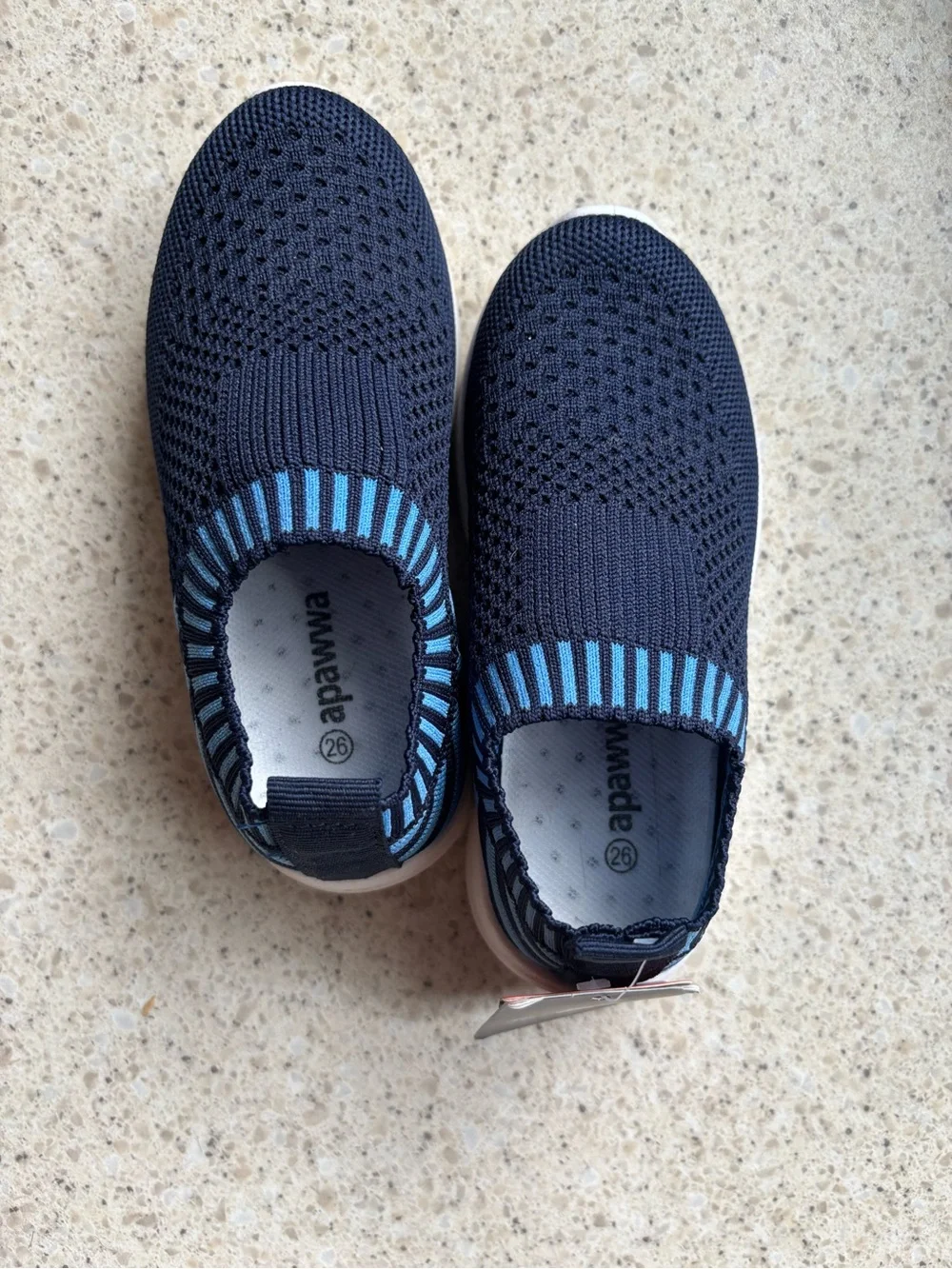 Kids Shoes Navy & Light Blue Slip-On Knit Sneakers for Kids - Size 26